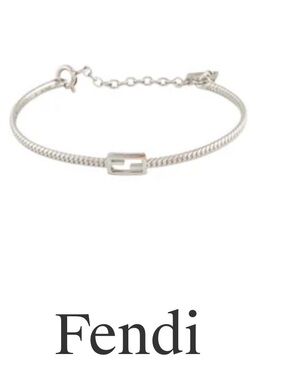 Fendi Silver-Tone Logo Cable Bracelet with Adjustable Chain